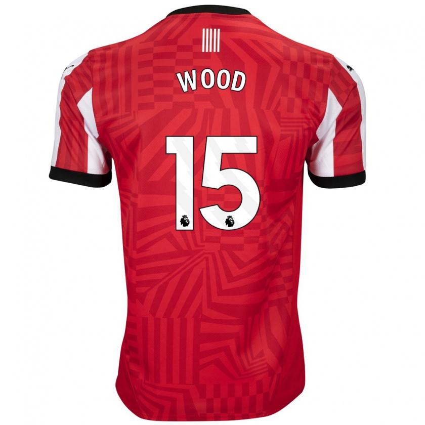 Kandiny Kinder Nathan Wood #15 Rot Weiß Heimtrikot Trikot 2024/25 T-Shirt