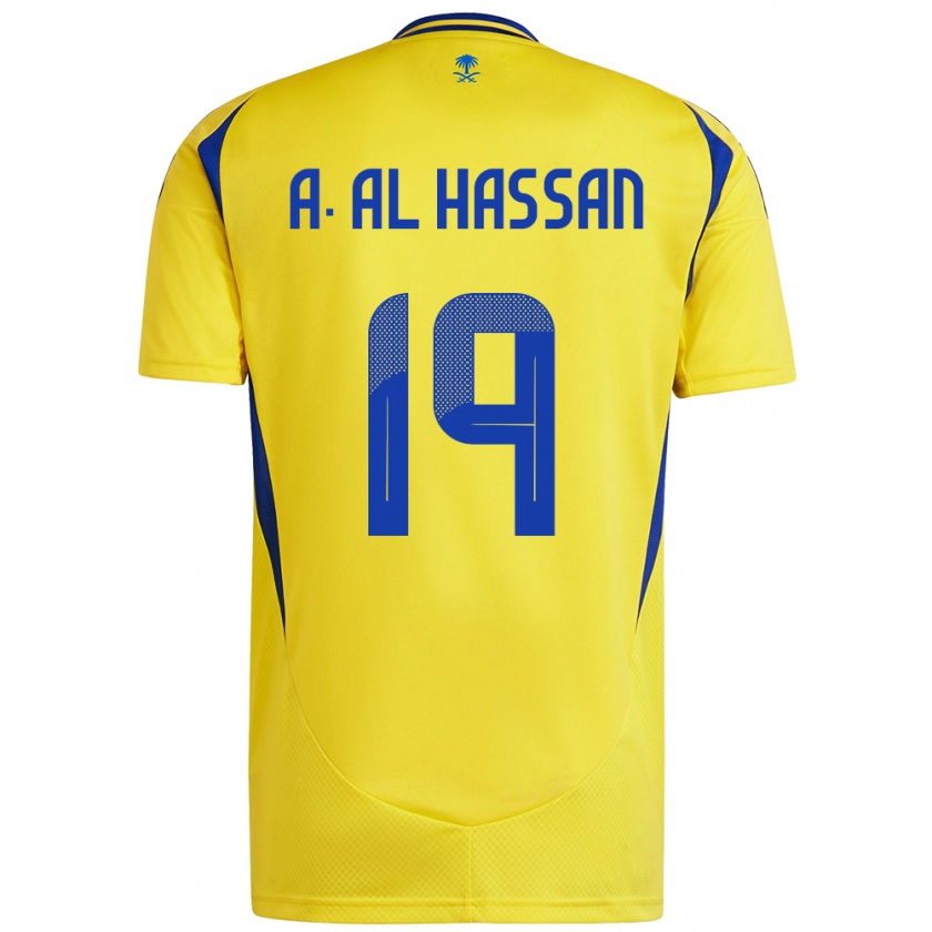 Kandiny Kinder Ali Al-Hassan #19 Gelb Blau Heimtrikot Trikot 2024/25 T-Shirt