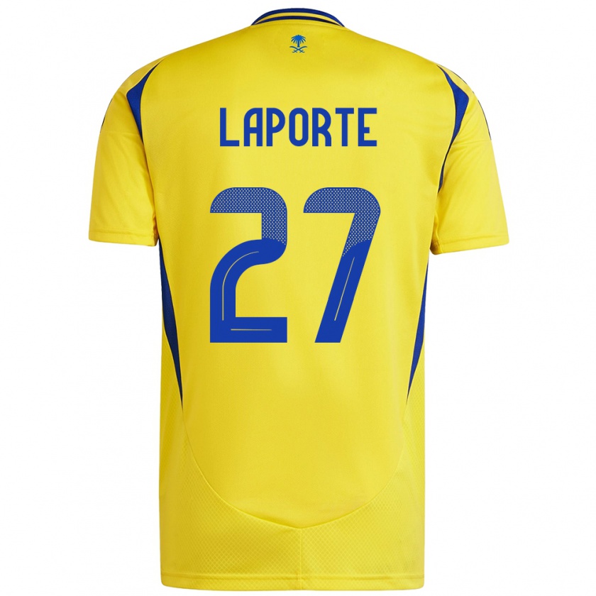 Kandiny Kinder Aymeric Laporte #27 Gelb Blau Heimtrikot Trikot 2024/25 T-Shirt