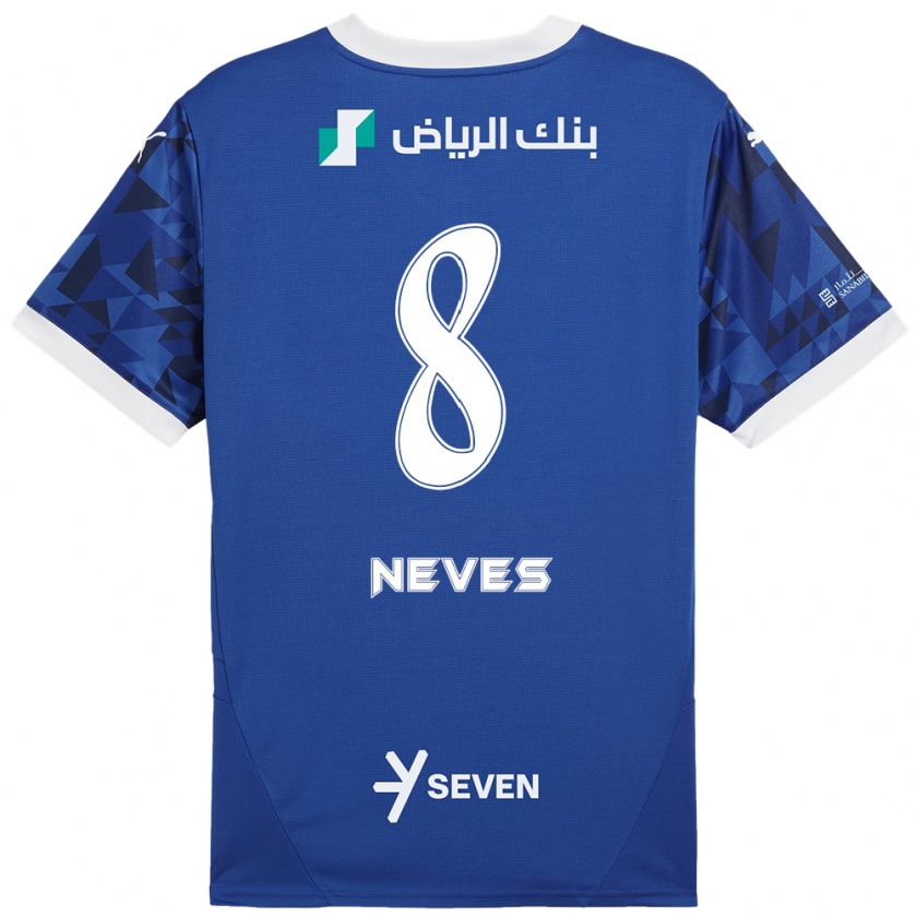 Kandiny Kinder Rúben Neves #8 Dunkelblau Weiß Heimtrikot Trikot 2024/25 T-Shirt