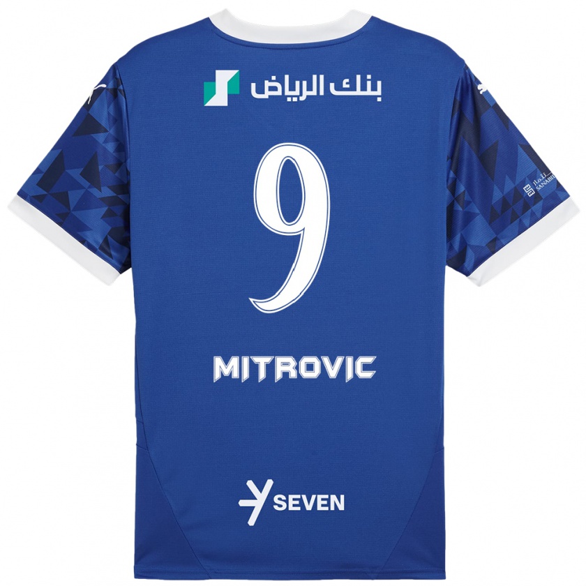 Kandiny Kinder Aleksandar Mitrović #9 Dunkelblau Weiß Heimtrikot Trikot 2024/25 T-Shirt