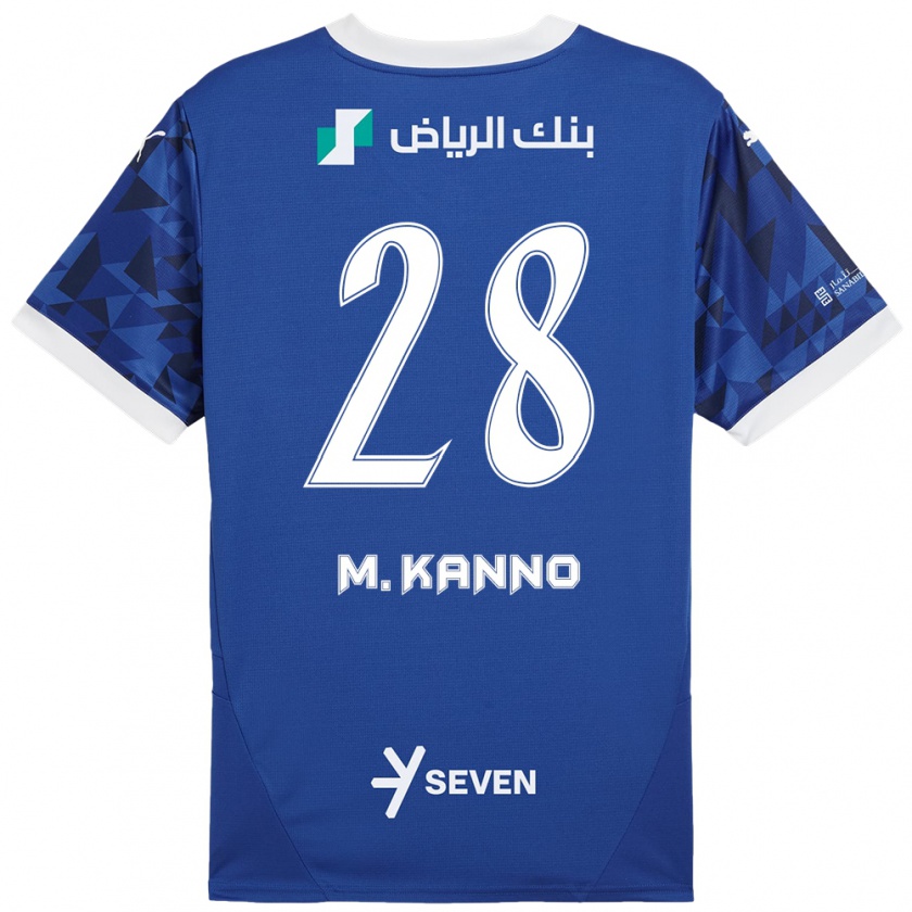 Kandiny Kinder Mohamed Kanno #28 Dunkelblau Weiß Heimtrikot Trikot 2024/25 T-Shirt