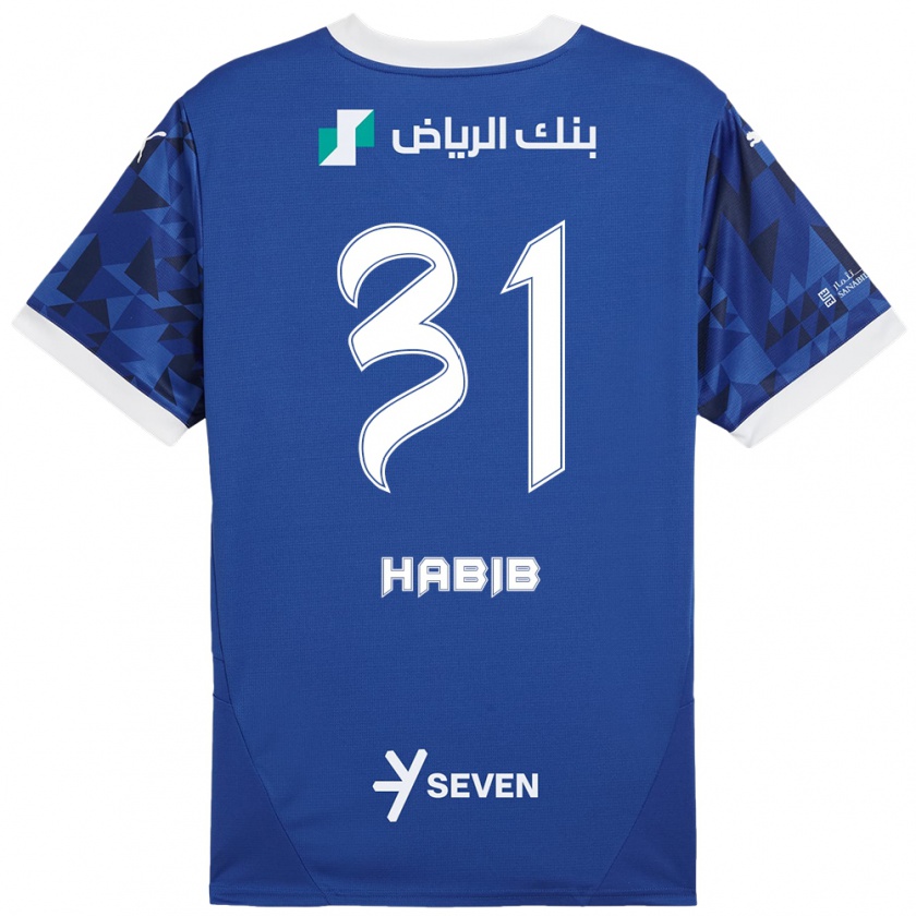 Kandiny Kinder Habib Al-Wutaian #31 Dunkelblau Weiß Heimtrikot Trikot 2024/25 T-Shirt