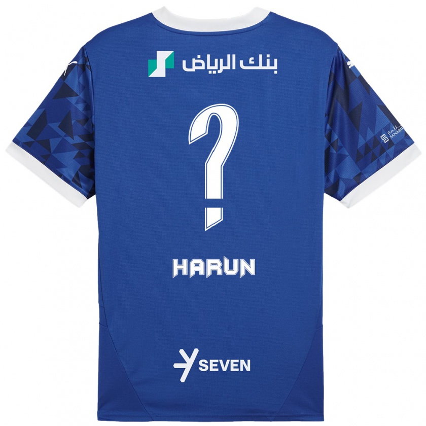 Kandiny Kinder Saud Harun #0 Dunkelblau Weiß Heimtrikot Trikot 2024/25 T-Shirt