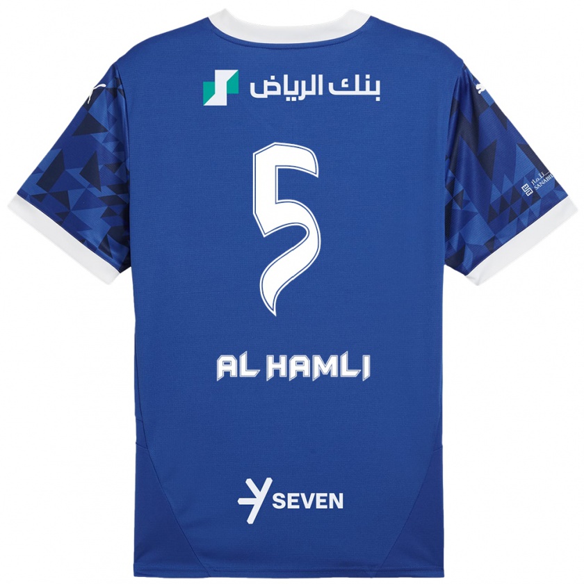 Kandiny Kinder Noura Al-Hamli #5 Dunkelblau Weiß Heimtrikot Trikot 2024/25 T-Shirt