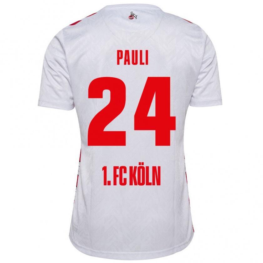 Kandiny Kinder Julian Pauli #24 Weiß Rot Heimtrikot Trikot 2024/25 T-Shirt