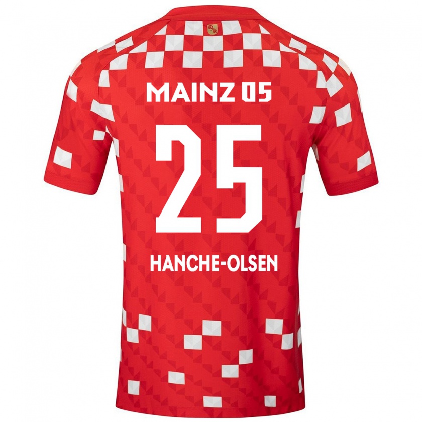 Kandiny Kinder Andreas Hanche-Olsen #25 Weiß Rot Heimtrikot Trikot 2024/25 T-Shirt