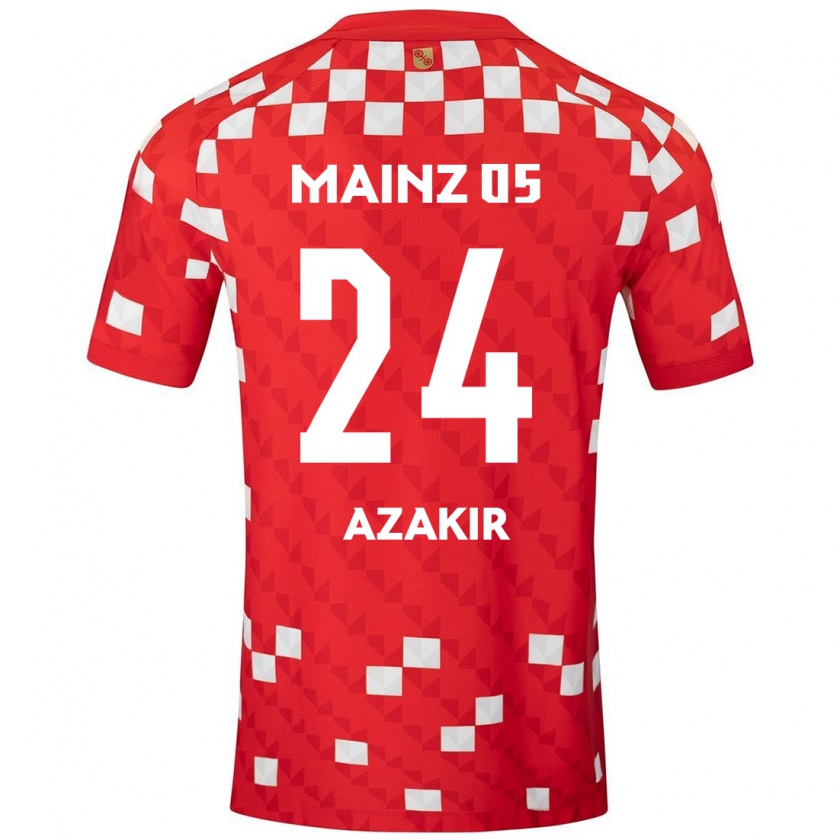 Kandiny Kinder Dennis Azakir #24 Weiß Rot Heimtrikot Trikot 2024/25 T-Shirt