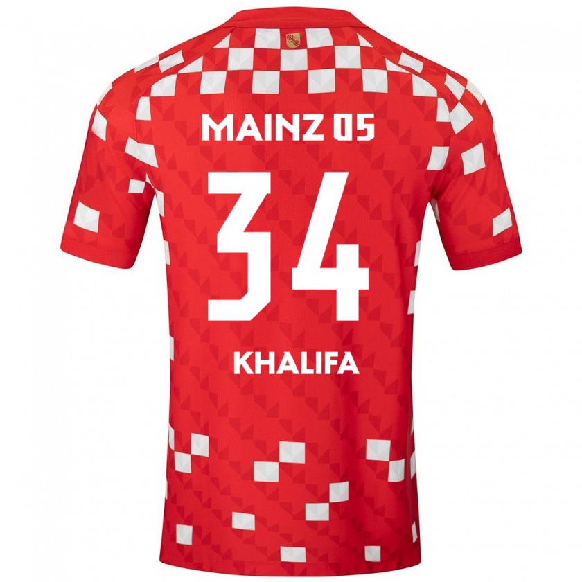 Kandiny Kinder Sarah Khalifa #34 Weiß Rot Heimtrikot Trikot 2024/25 T-Shirt