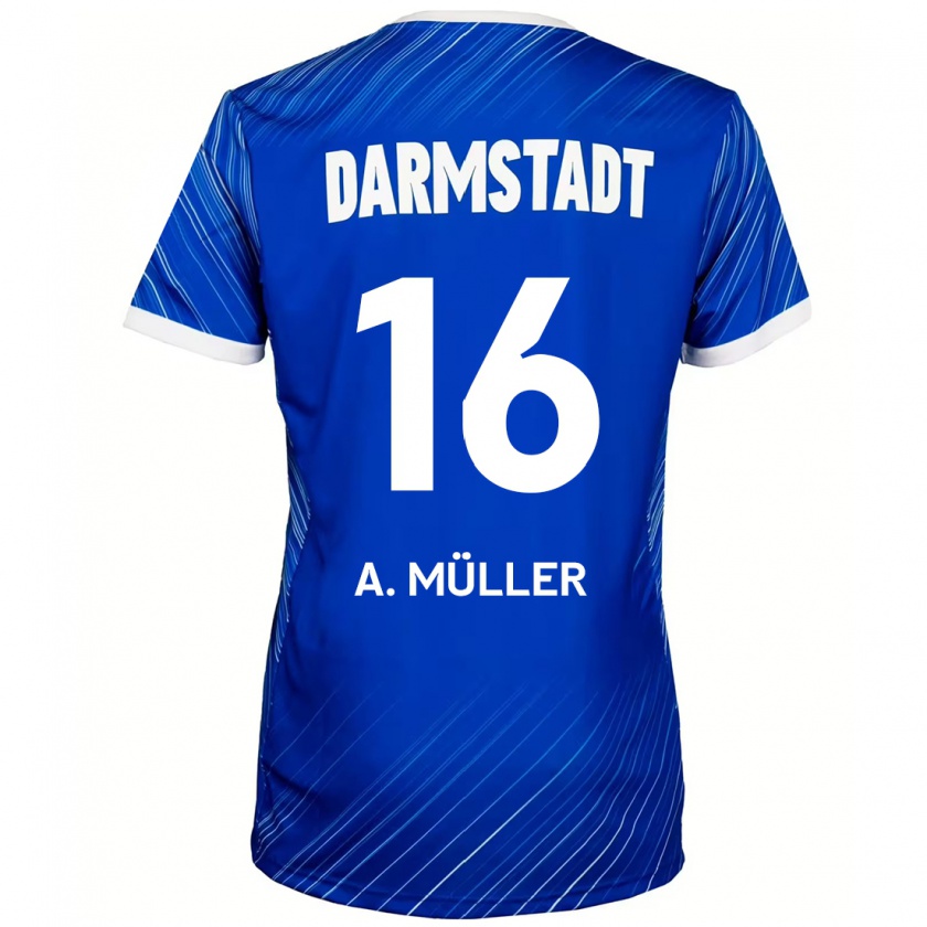 Kandiny Kinder Andreas Müller #16 Blau Weiß Heimtrikot Trikot 2024/25 T-Shirt