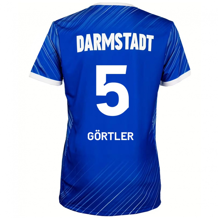 Kandiny Kinder Bastian Görtler #5 Blau Weiß Heimtrikot Trikot 2024/25 T-Shirt