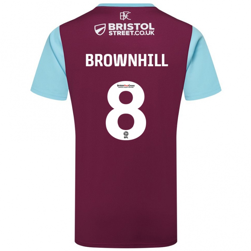 Kandiny Kinder Josh Brownhill #8 Burgunderrot Himmelblau Heimtrikot Trikot 2024/25 T-Shirt