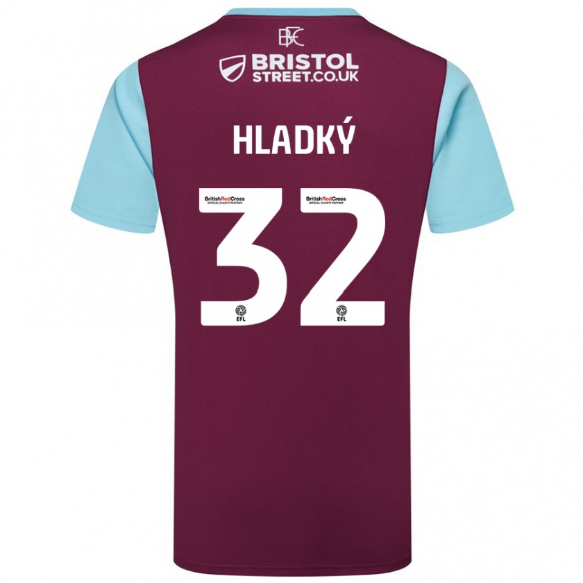 Kandiny Kinder Vaclav Hladky #32 Burgunderrot Himmelblau Heimtrikot Trikot 2024/25 T-Shirt