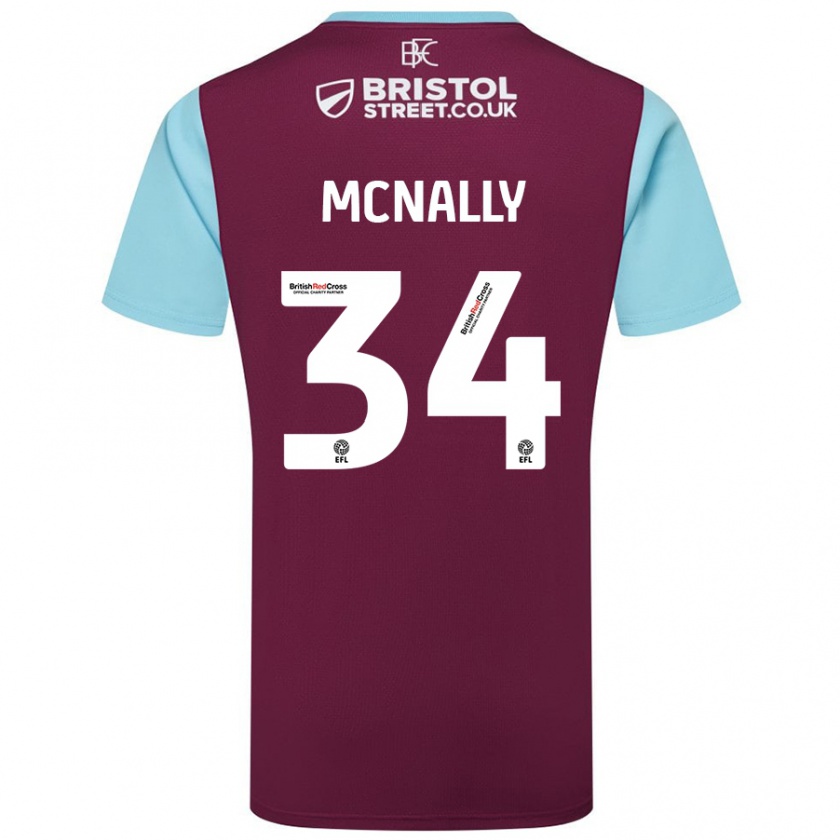 Kandiny Kinder Luke Mcnally #34 Burgunderrot Himmelblau Heimtrikot Trikot 2024/25 T-Shirt