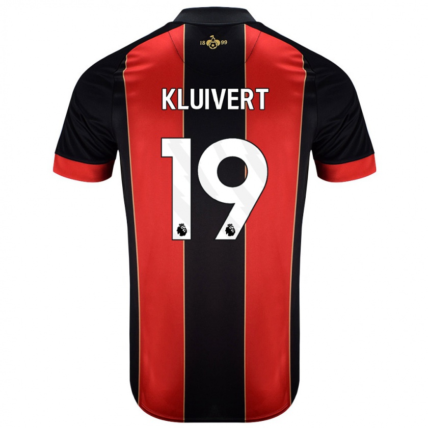 Kandiny Kinder Justin Kluivert #19 Rot Schwarz Heimtrikot Trikot 2024/25 T-Shirt