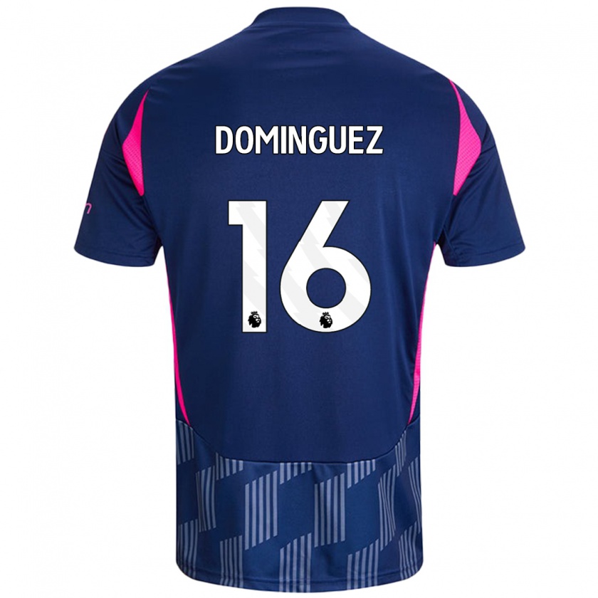 Kandiny Kinder Nicolás Domínguez #16 Königsblau Rosa Auswärtstrikot Trikot 2024/25 T-Shirt