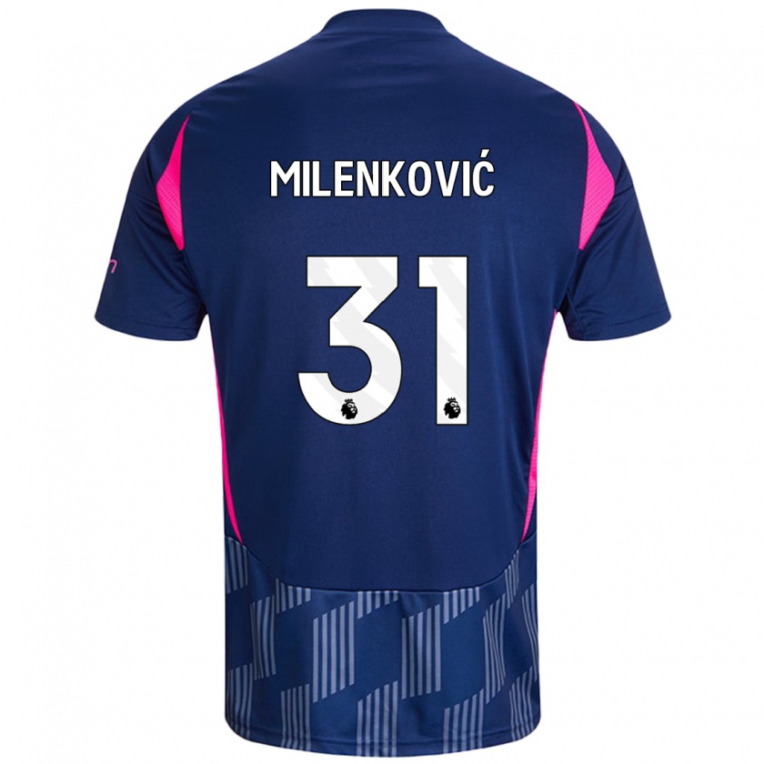 Kandiny Kinder Nikola Milenković #31 Königsblau Rosa Auswärtstrikot Trikot 2024/25 T-Shirt