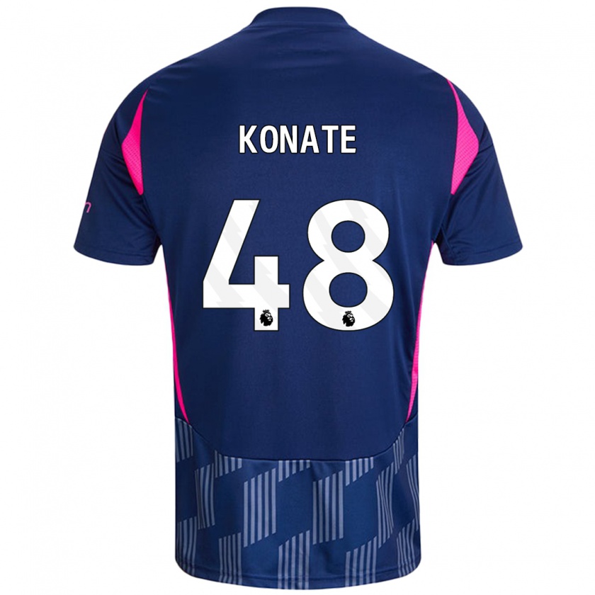 Kandiny Kinder Ateef Konaté #48 Königsblau Rosa Auswärtstrikot Trikot 2024/25 T-Shirt