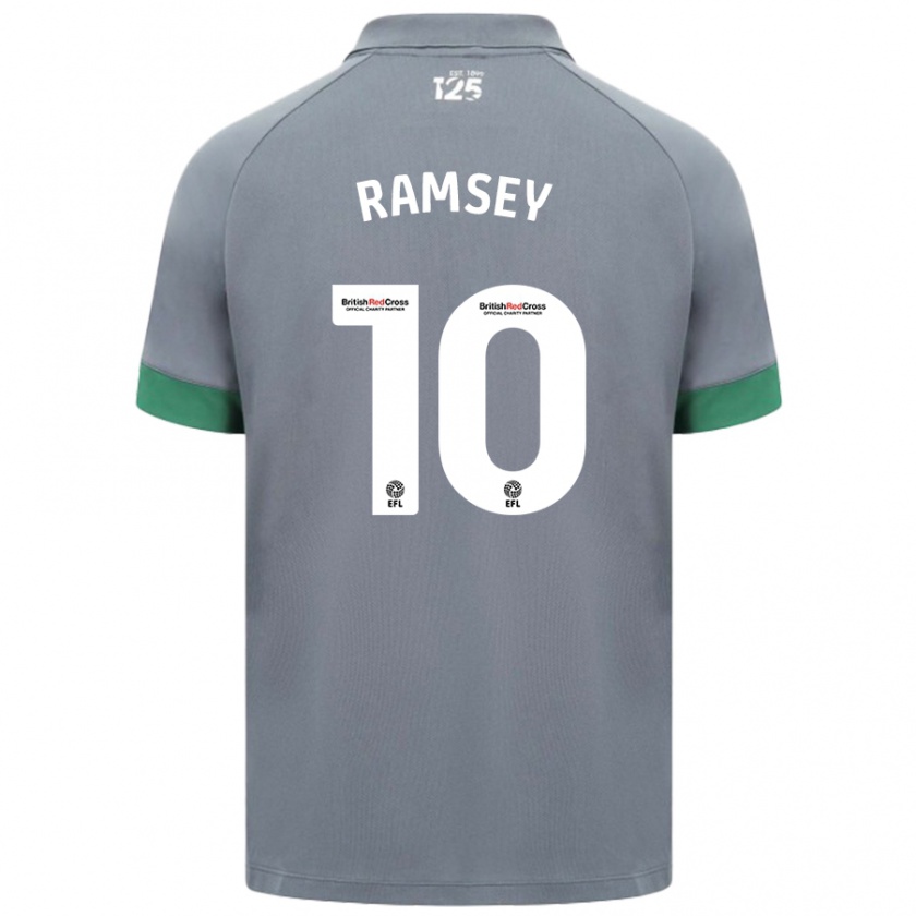 Kandiny Kinder Aaron Ramsey #10 Dunkelgrau Auswärtstrikot Trikot 2024/25 T-Shirt