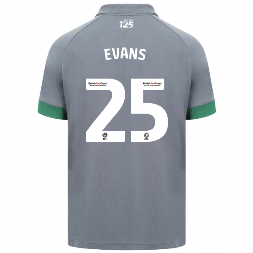 Kandiny Kinder Kieron Evans #25 Dunkelgrau Auswärtstrikot Trikot 2024/25 T-Shirt