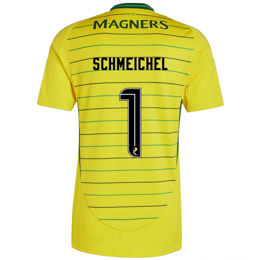 Kandiny Kinder Kasper Schmeichel #1 Gelb Auswärtstrikot Trikot 2024/25 T-Shirt