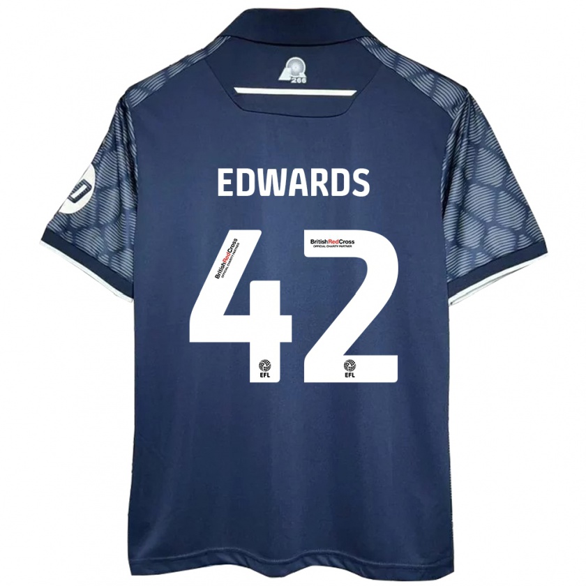 Kandiny Kinder Callum Edwards #42 Schwarz Auswärtstrikot Trikot 2024/25 T-Shirt