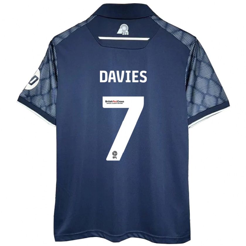 Kandiny Kinder Jordan Davies #7 Schwarz Auswärtstrikot Trikot 2024/25 T-Shirt