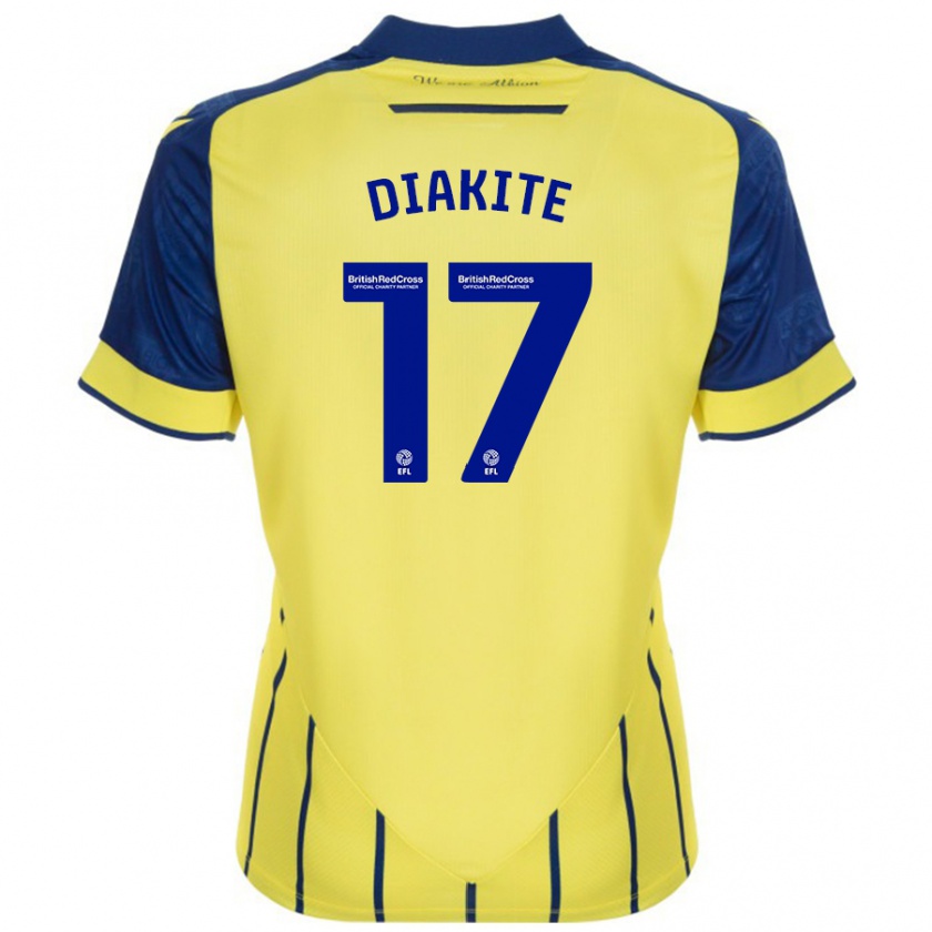 Kandiny Kinder Ousmane Diakité #17 Gelb Blau Auswärtstrikot Trikot 2024/25 T-Shirt