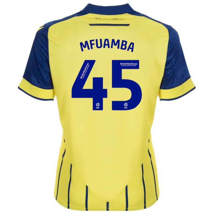 Kandiny Kinder Kevin Mfuamba #45 Gelb Blau Auswärtstrikot Trikot 2024/25 T-Shirt