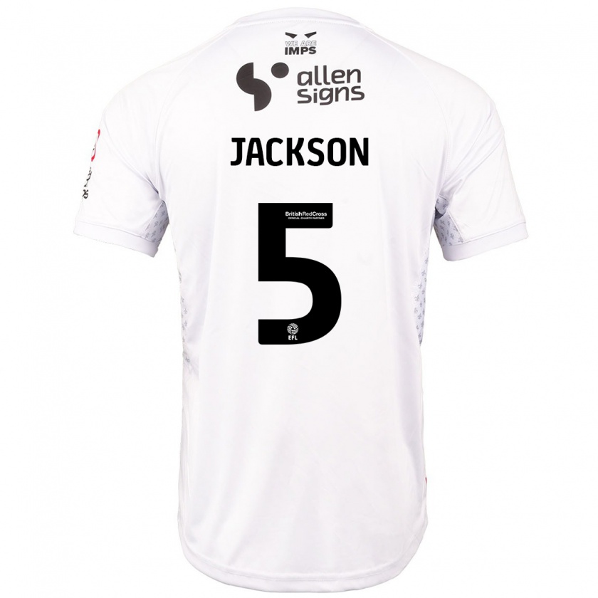 Kandiny Kinder Adam Jackson #5 Rot Weiß Auswärtstrikot Trikot 2024/25 T-Shirt