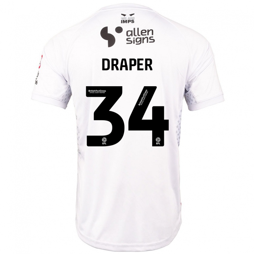 Kandiny Kinder Freddie Draper #34 Rot Weiß Auswärtstrikot Trikot 2024/25 T-Shirt