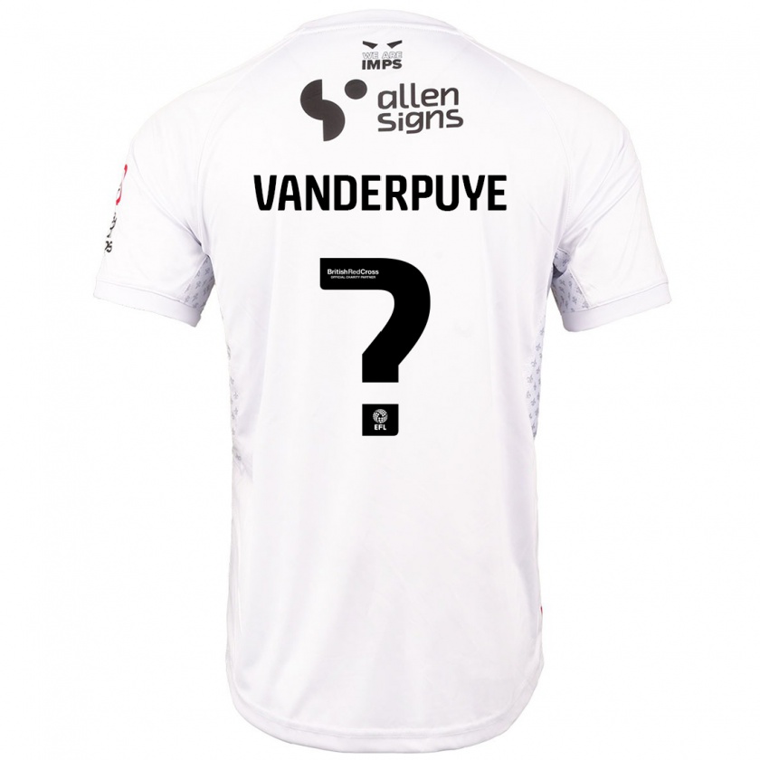 Kandiny Kinder Daniel Vanderpuye #0 Rot Weiß Auswärtstrikot Trikot 2024/25 T-Shirt