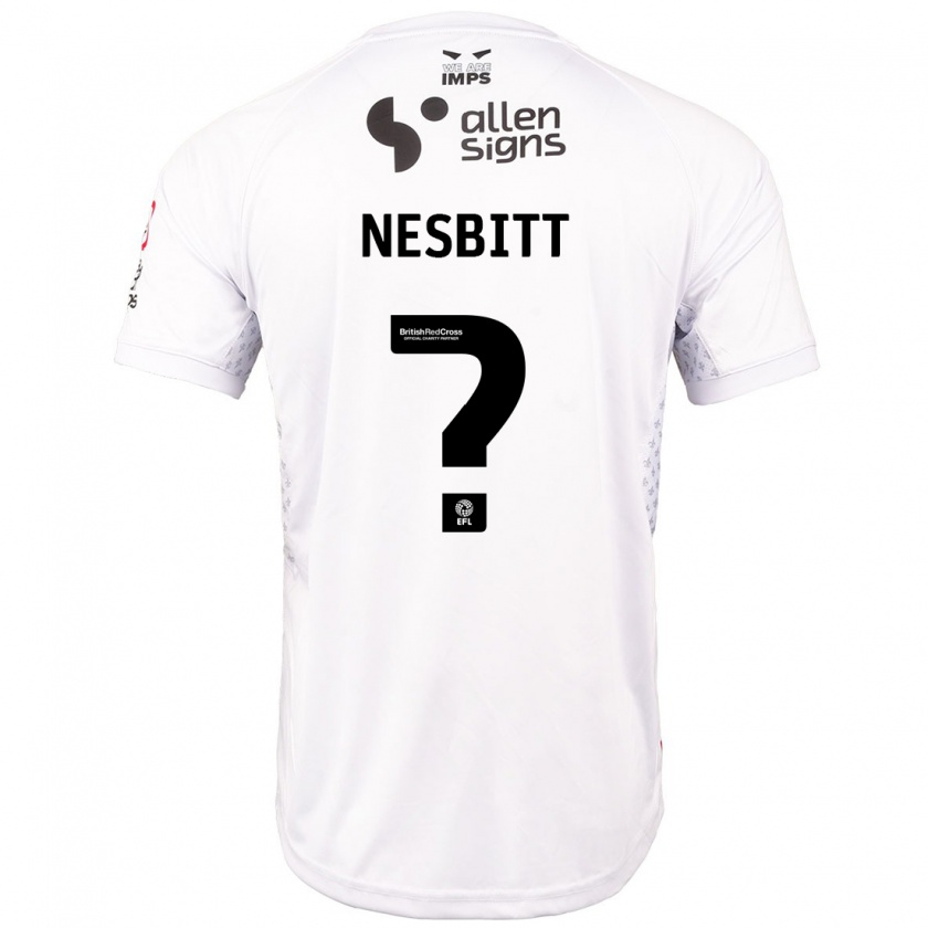 Kandiny Kinder Tom Nesbitt #0 Rot Weiß Auswärtstrikot Trikot 2024/25 T-Shirt