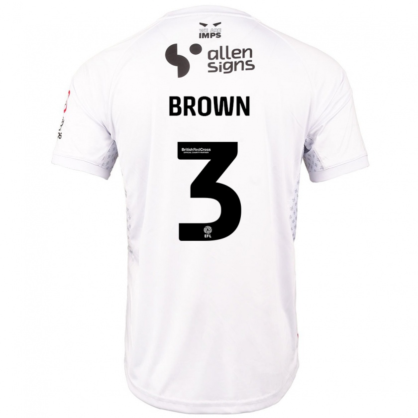 Kandiny Kinder Jaden Brown #3 Rot Weiß Auswärtstrikot Trikot 2024/25 T-Shirt