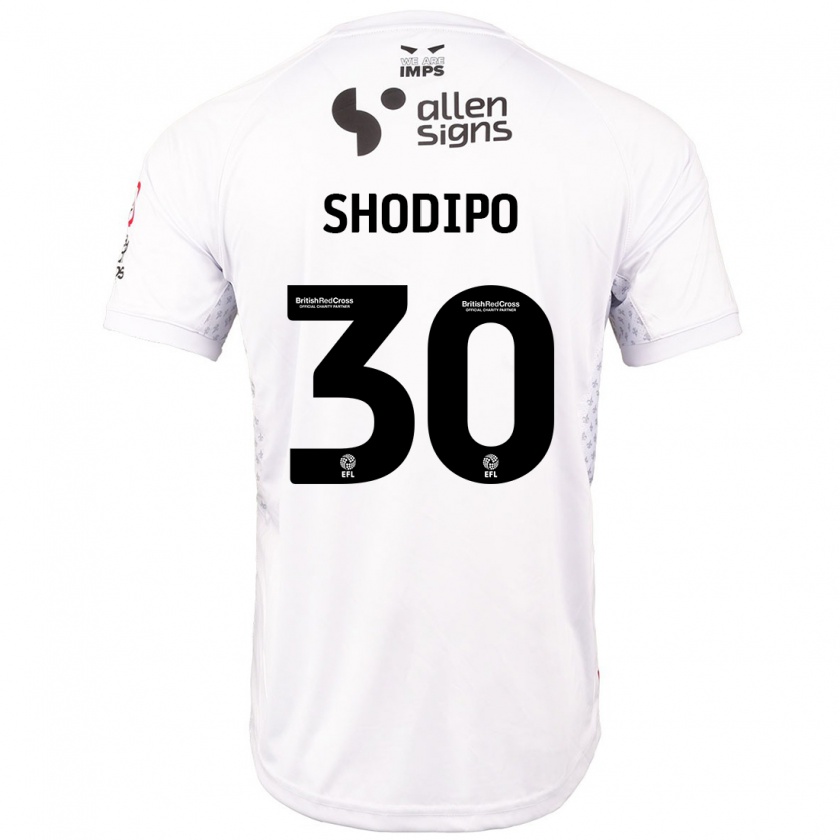 Kandiny Kinder Olamide Shodipo #30 Rot Weiß Auswärtstrikot Trikot 2024/25 T-Shirt