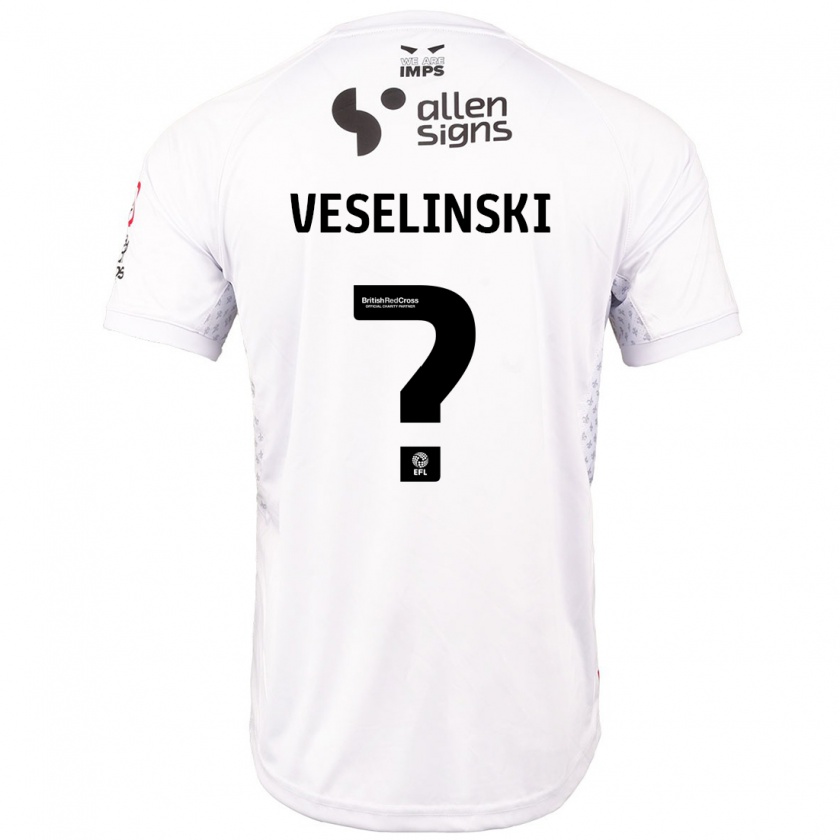 Kandiny Kinder Aleksandar Veselinski #0 Rot Weiß Auswärtstrikot Trikot 2024/25 T-Shirt