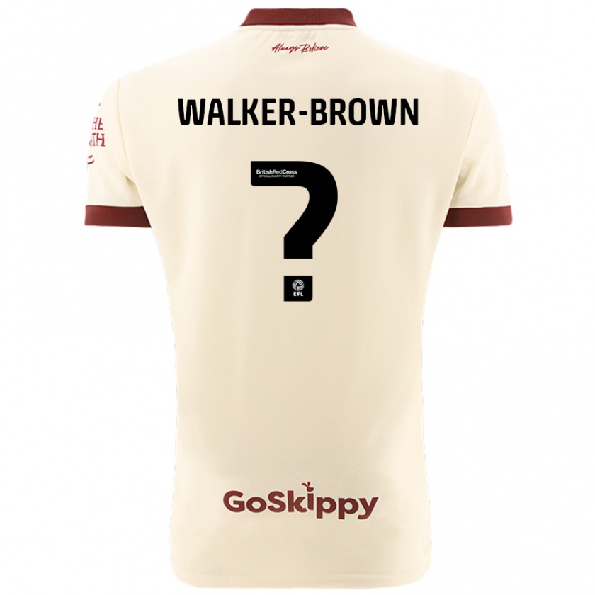 Kandiny Kinder Rushon Walker-Brown #0 Cremeweiß Auswärtstrikot Trikot 2024/25 T-Shirt