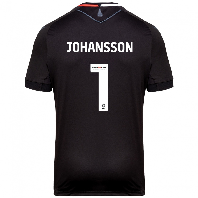 Kandiny Kinder Viktor Johansson #1 Schwarz Auswärtstrikot Trikot 2024/25 T-Shirt