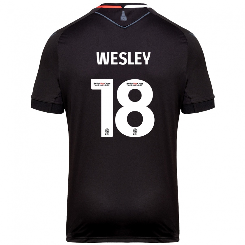 Kandiny Kinder Wesley Moraes #18 Schwarz Auswärtstrikot Trikot 2024/25 T-Shirt