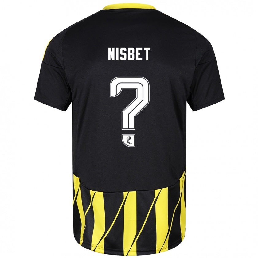 Kandiny Kinder Kevin Nisbet #0 Schwarz Gelb Auswärtstrikot Trikot 2024/25 T-Shirt