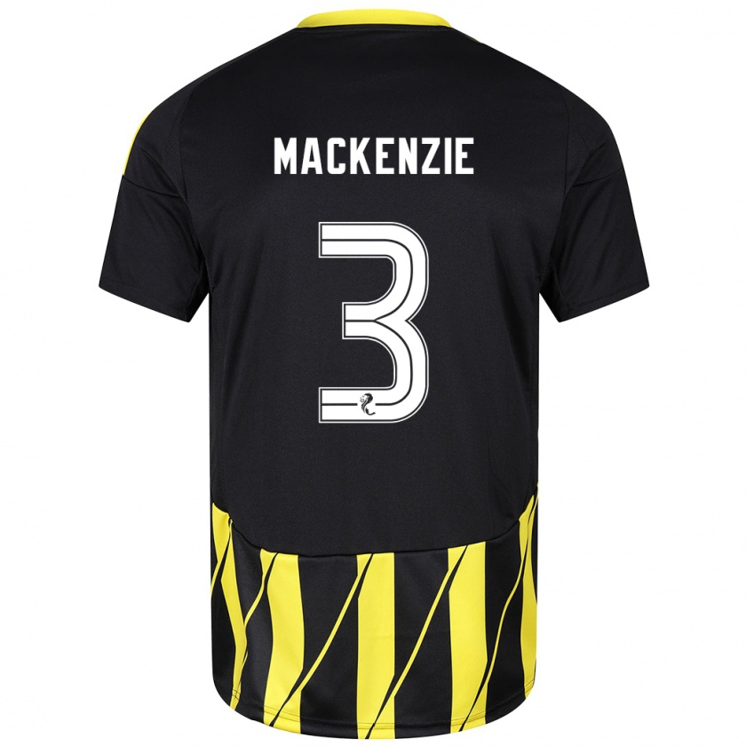 Kandiny Kinder Jack Mackenzie #3 Schwarz Gelb Auswärtstrikot Trikot 2024/25 T-Shirt