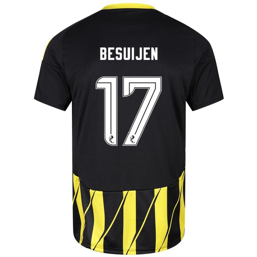 Kandiny Kinder Vicente Besuijen #17 Schwarz Gelb Auswärtstrikot Trikot 2024/25 T-Shirt