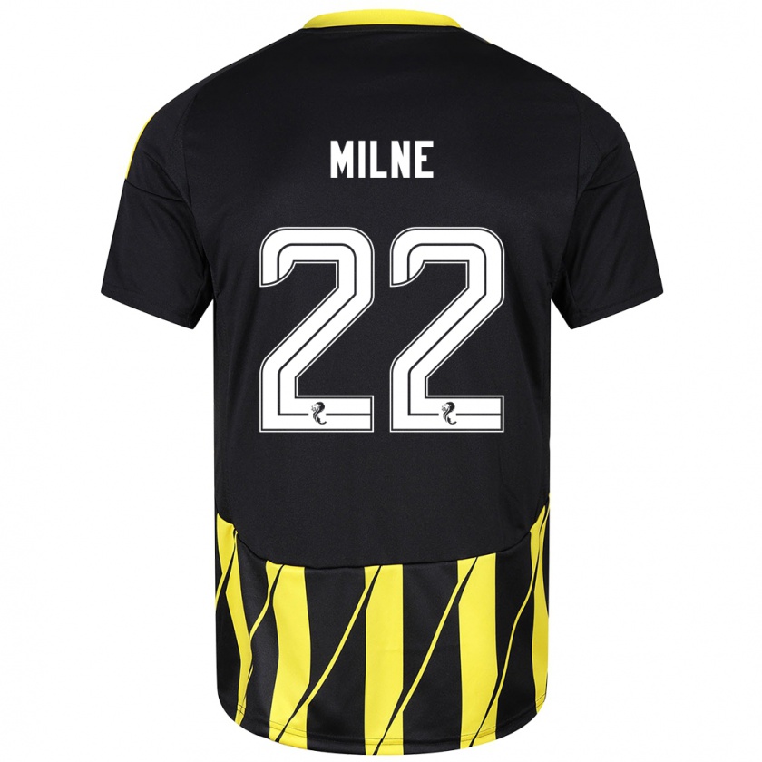 Kandiny Kinder Jack Milne #22 Schwarz Gelb Auswärtstrikot Trikot 2024/25 T-Shirt