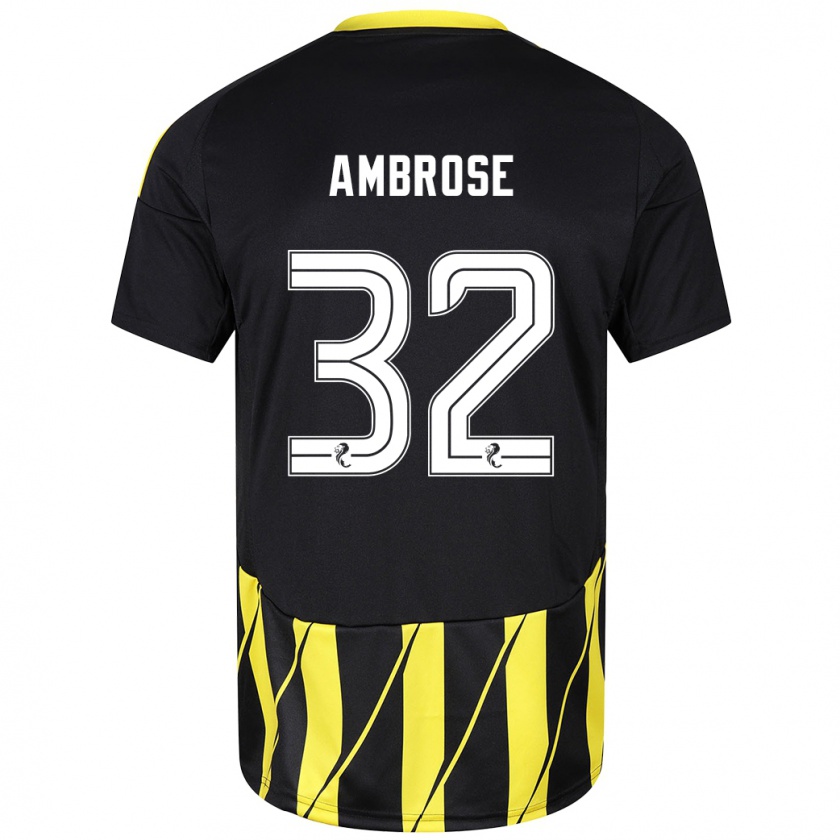 Kandiny Kinder Peter Ambrose #32 Schwarz Gelb Auswärtstrikot Trikot 2024/25 T-Shirt