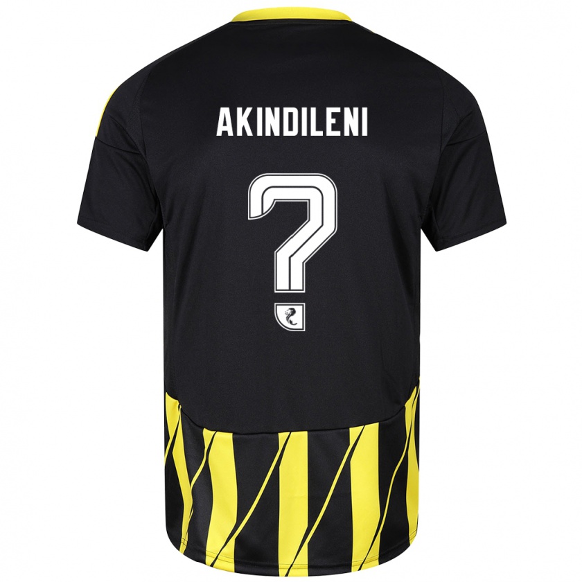 Kandiny Kinder Timothy Akindileni #0 Schwarz Gelb Auswärtstrikot Trikot 2024/25 T-Shirt