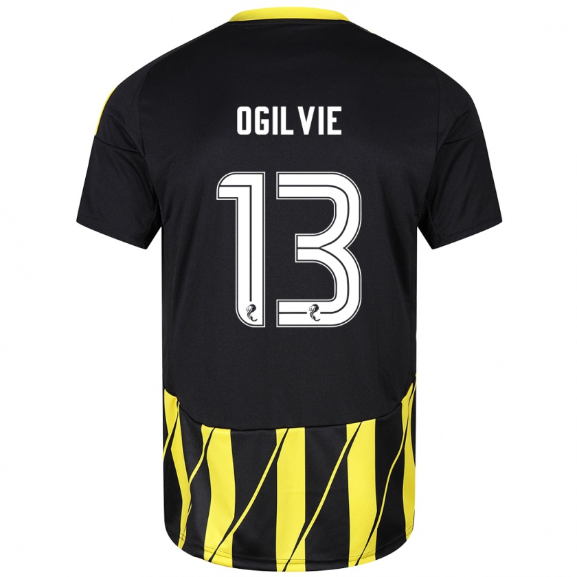 Kandiny Kinder Francesca Ogilvie #13 Schwarz Gelb Auswärtstrikot Trikot 2024/25 T-Shirt