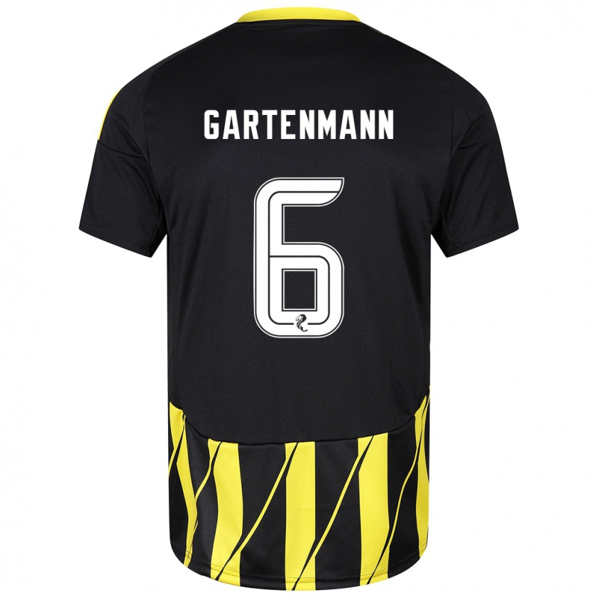 Kandiny Kinder Stefan Gartenmann #6 Schwarz Gelb Auswärtstrikot Trikot 2024/25 T-Shirt