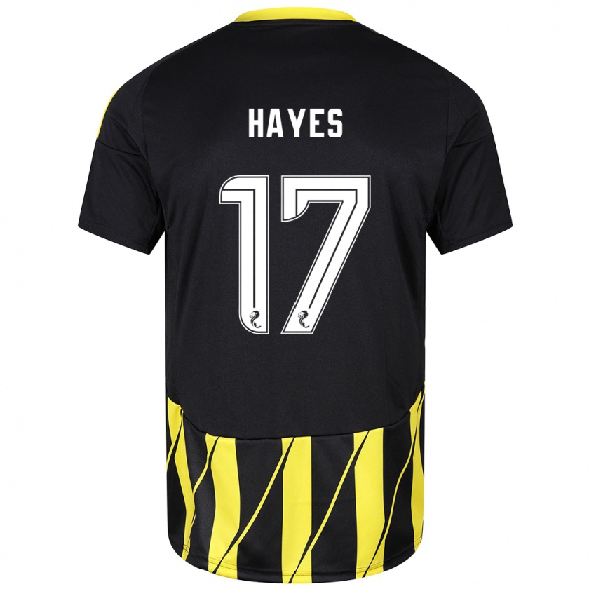 Kandiny Kinder Jonny Hayes #17 Schwarz Gelb Auswärtstrikot Trikot 2024/25 T-Shirt