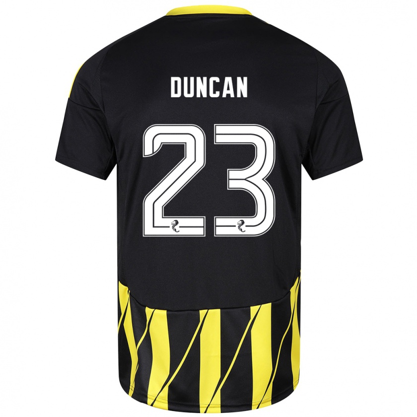 Kandiny Kinder Ryan Duncan #23 Schwarz Gelb Auswärtstrikot Trikot 2024/25 T-Shirt