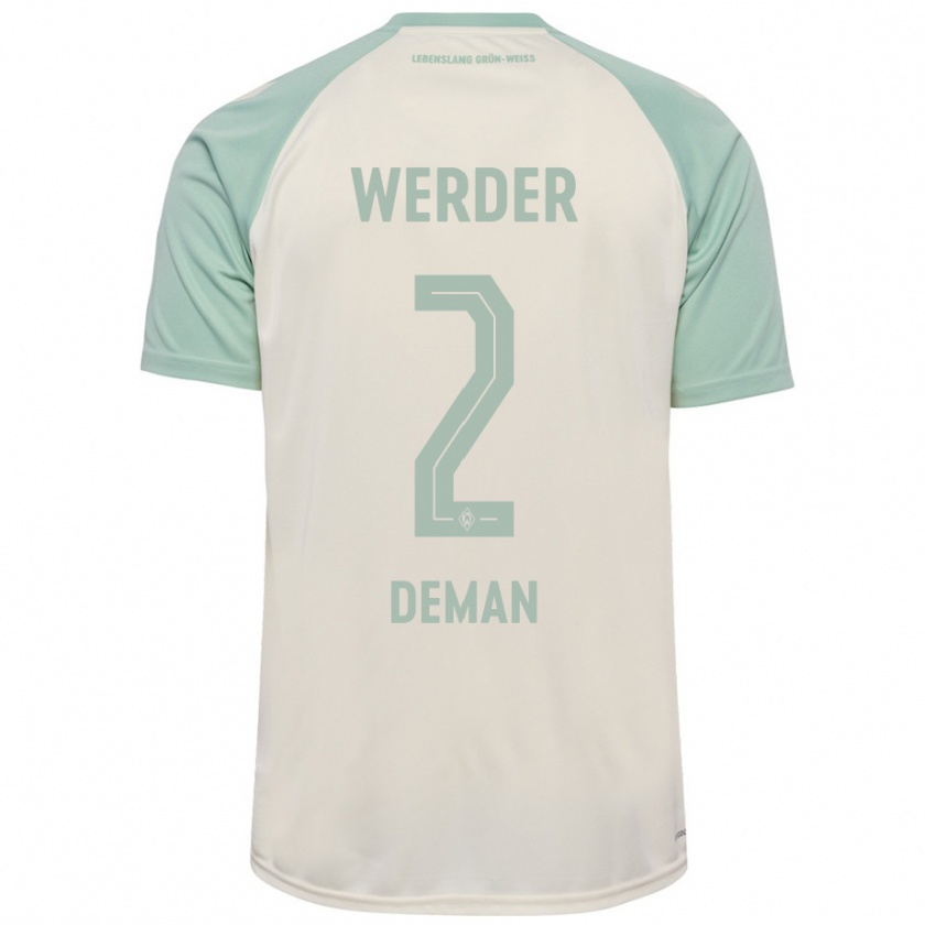 Kandiny Kinder Olivier Deman #2 Cremeweiß Hellgrün Auswärtstrikot Trikot 2024/25 T-Shirt